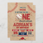 Invitation Le garçon de 1er anniversaire du baseball (Devant / Derrière)