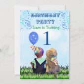 Invitation Le garçon et son chien fête d'anniversaire (Devant)