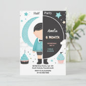 Invitation Le Garçon Fille 6 Mois Semi-Année Fête Demi-Annive (Debout devant)