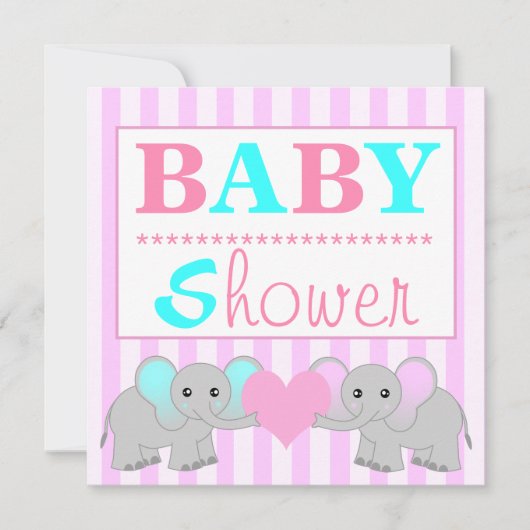 Invitation Le garçon/fille mignons d'éléphant jumelle le baby (Devant)