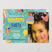 Invitation Le gâteau d'anniversaire présente la fête du ballo (Devant / Derrière)