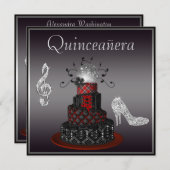 Invitation Le gâteau de diva de disco, l'étincelle argentée (Devant / Derrière)