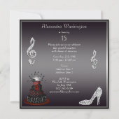 Invitation Le gâteau de diva de disco, l'étincelle argentée (Dos)