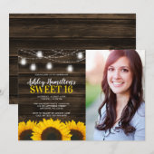 Invitation Le géant du tournesol rustique Mason Jar éclaire l (Devant / Derrière)