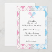 Invitation Le genre à motifs de losanges rose et bleu (Devant / Derrière)