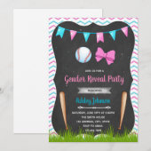 Invitation Le genre Baseball ou Bows révèle l'invitation (Devant / Derrière)