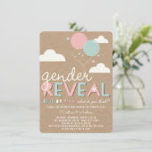 Invitation Le genre bleu ou rose de bébé indiquent (Debout devant)