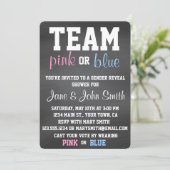 Invitation Le genre bleu ou rose d'équipe indiquent (Debout devant)