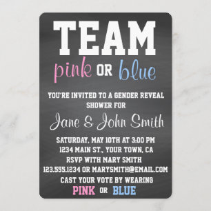 Invitation Le genre bleu ou rose d'équipe indiquent