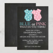 Invitation Le genre bleu ou rose indiquent le tableau (Devant / Derrière)