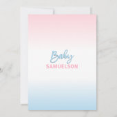 Invitation Le genre bleu rose indiquent le baby shower (Dos)