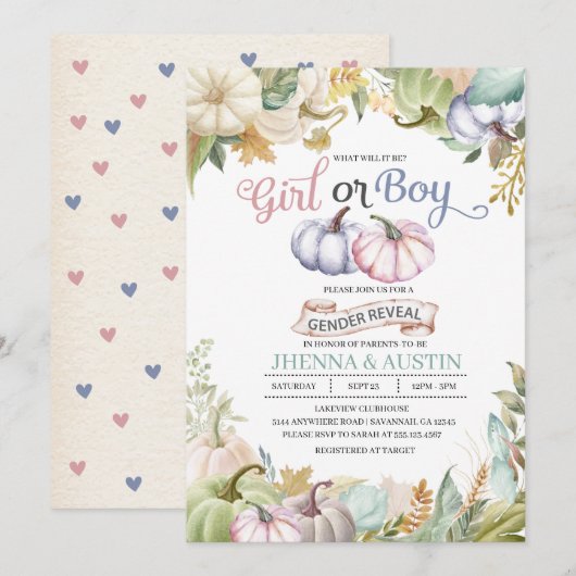 Invitation Le genre d'automne de citrouille de chute (Devant / Derrière)