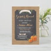 Invitation Le genre de baby shower de citrouille indiquent (Debout devant)