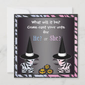 Invitation Le genre de bébé de Halloween indiquent des zèbres (Dos)