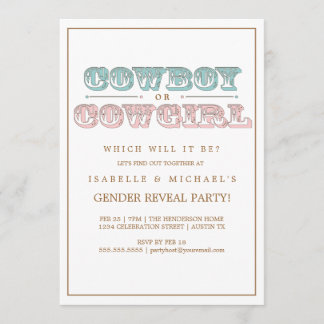 Invitation Le genre de bébé de pays de cowboy ou de cow-girl