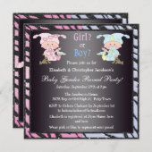 Invitation Le genre de bébé indiquent les bébés et les lapins (Devant / Derrière)