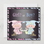 Invitation Le genre de bébé indiquent les bébés et les lapins (Dos)