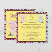 Invitation Le genre de bébé indiquent les bébés et les lapins (Devant / Derrière)