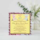 Invitation Le genre de bébé indiquent les bébés et les lapins (Debout devant)