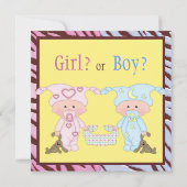 Invitation Le genre de bébé indiquent les bébés et les lapins (Dos)
