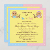 Invitation Le genre de bébé indiquent les bébés mignons de (Devant / Derrière)