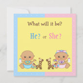 Invitation Le genre de bébé indiquent les bébés mignons de (Dos)
