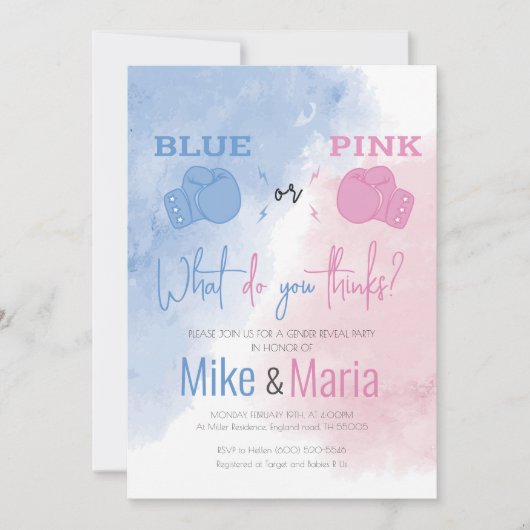 Invitation Le genre de boxe révèle l'invitation (Devant)