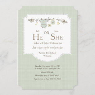 Invitation Le genre de corde à linge de bébé indiquent des