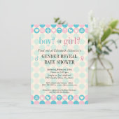 Invitation Le genre de points de couleur indiquent le baby (Debout devant)