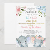 Invitation Le genre des éléphants révèle l'invitation, l'espa (Devant / Derrière)