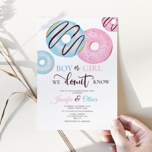 Invitation Le genre Donut bleu et rose révèle