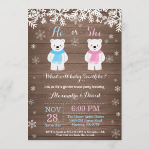 Invitation Le genre d'ours blanc d'hiver indiquent