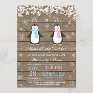 Invitation Le genre d'ours de pingouin d'hiver indiquent