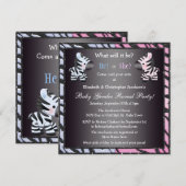 Invitation Le genre élégant de bébé indiquent les zèbres et (Devant / Derrière)