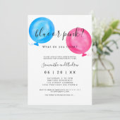 Invitation Le genre indiquent la typographie rose de ballons (Debout devant)