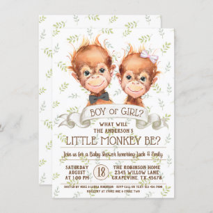 Invitation Le genre mignon de singe d'aquarelle indiquent