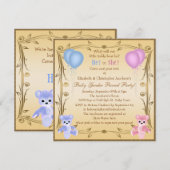 Invitation Le genre mignon indiquent le nounours (Devant / Derrière)