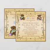 Invitation Le genre mignon indiquent le nounours (Devant / Derrière)