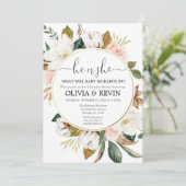 Invitation Le genre révèle des aquarelles roses florales rust (Debout devant)