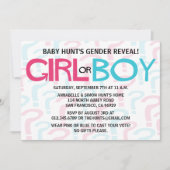 Invitation Le genre rose et bleu de typographie indiquent la (Devant)