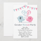 Invitation Le genre rose et bleu d'éléphants indiquent (Devant / Derrière)