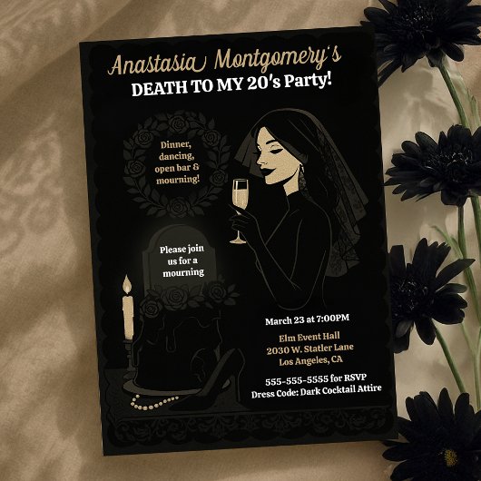 Invitation Le glam gothique de 30ème anniversaire de la femme