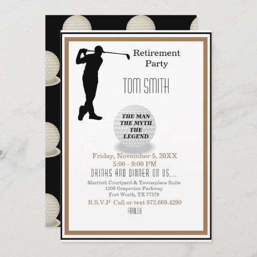 Invitation Le golf dans mon futur parti de retraite (Devant / Derrière)