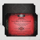 Invitation Le gothique rouge et noir d'Halloween avec le Mari (Devant / Derrière)
