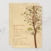 Invitation Le grain de bois avec des Inséparables sur l'invit (Devant / Derrière)