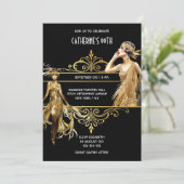 Invitation Le grand Gatsby anniversaire de l'or noir des anné (Debout devant)