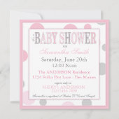 Invitation Le gris JUMEAU de rose de FILLES pointille le baby (Dos)