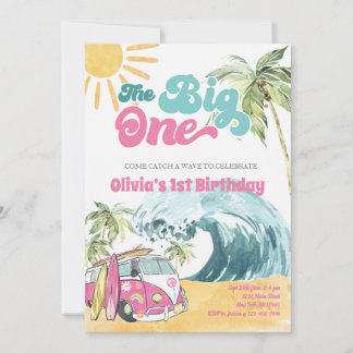Invitation Le GROS Premier Anniversaire De La Plage De Surf E