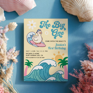Invitation Le Gros Surfeur Oie Rétro Été 1er Anniversaire