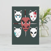 Invitation Le guerrier Katana Samurai Masques (Debout devant)